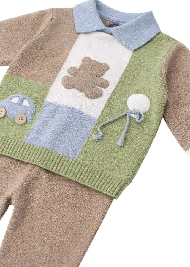 Completo marrone/bianco/verde per neonato MF2182704470 2750 Colorichiari Kids 