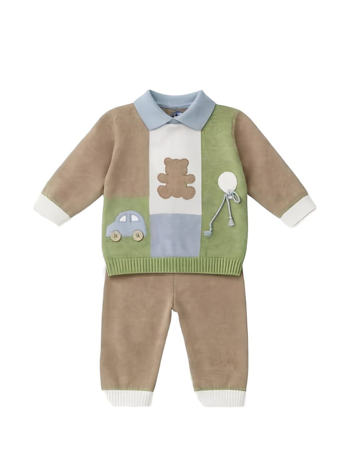 Completo marrone/bianco/verde per neonato MF2182704470 2750 Colorichiari Kids 
