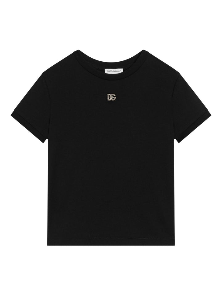 T-shirt nero per bambina L5JTNJG7P2C N0000 Dolce & Gabbana Kids 