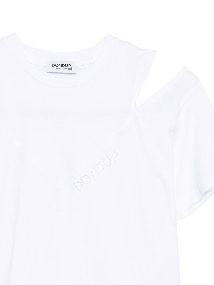 T-shirt bianca per bambina DFTS0360JE006 B000 Dondup Kids 