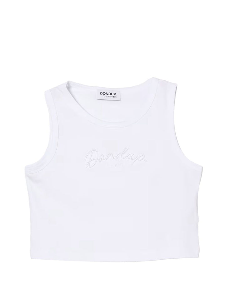 T-shirt bianca per bambina DFTS0370JE017 B000 Dondup Kids 