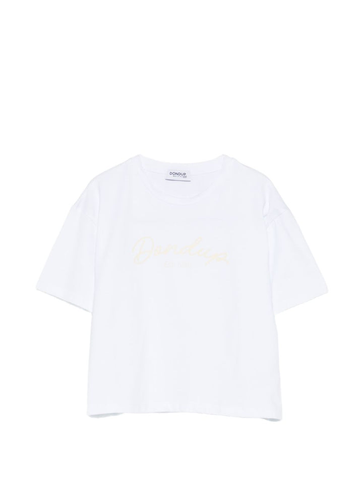 T-shirt bianca per bambina DFTS0390JE017 D144 Dondup Kids 