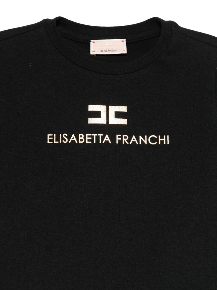 T-shirt nero per bambina EGTS1080JE006 N005 Elisabetta Franchi Kids 