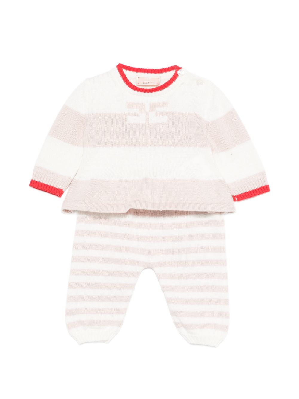 Completo bianco/beige/rosso per neonata ENCD111CFL001 D875 Elisabetta Franchi Kids 
