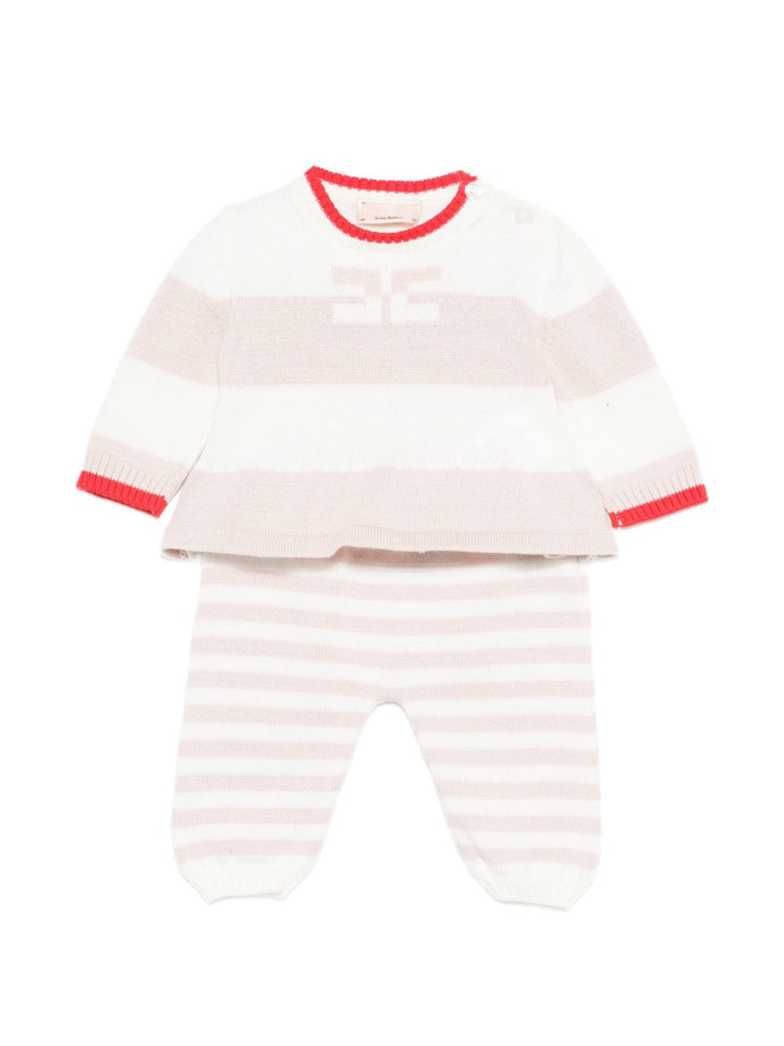 Completo bianco/beige/rosso per neonata ENCD111CFL001 D875 Elisabetta Franchi Kids 