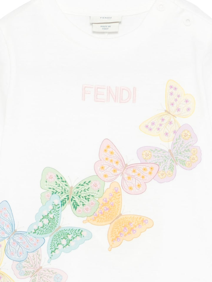 T-shirt bianca per neonato BFI1827AJ F0TU9 Fendi Kids 