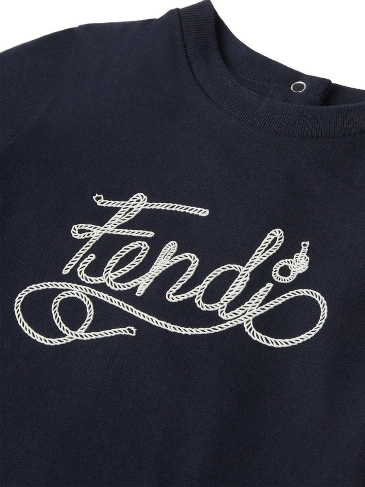 T-shirt blu per neonato BMI2837AJ F1I11 Fendi Kids 