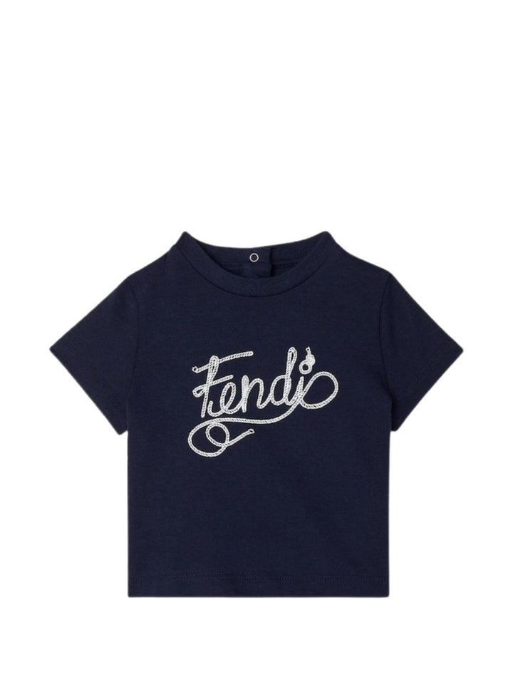T-shirt blu per neonato BMI2837AJ F1I11 Fendi Kids 