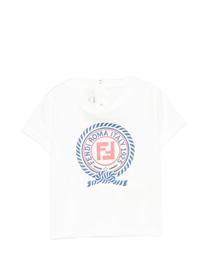 T-shirt bianca per neonato BMI2847AJ F0TU9 Fendi Kids 