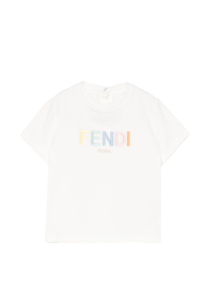 T-shirt bianca per neonato BUI117ST8 F0TU9 Fendi Kids 