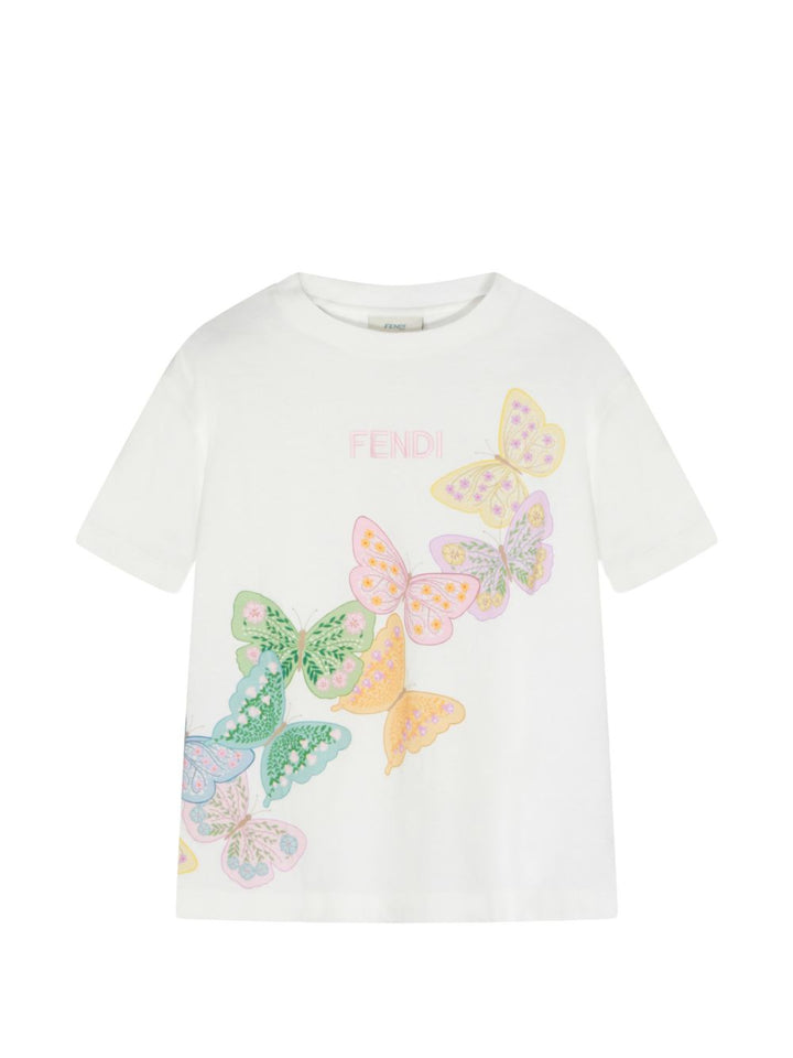 T-shirt bianco per bambina JFI4097AJ F0TU9 Fendi Kids 