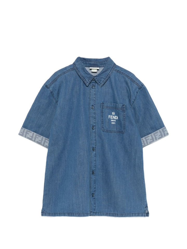 Camicia di jeans blu per bambino JMC212AVWI F0QG0 Fendi Kids 