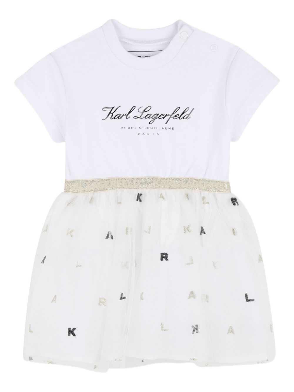 Abito bianco/nero/oro per neonata Z31043 N01 Karl Lagerfeld Kids 
