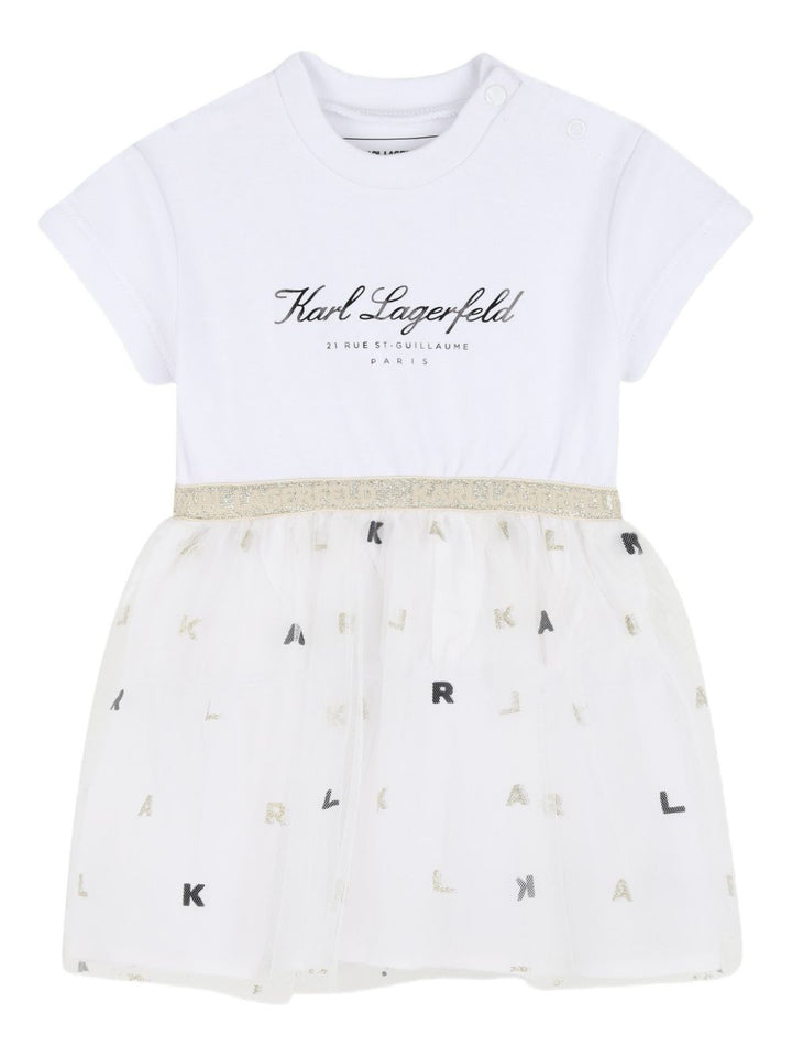 Abito bianco/nero/oro per neonata Z31043 N01 Karl Lagerfeld Kids 