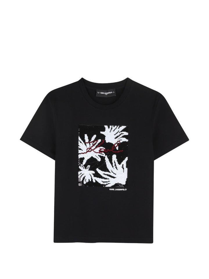 T-shirt nera per bambina Z31153 09B Karl Lagerfeld Kids 