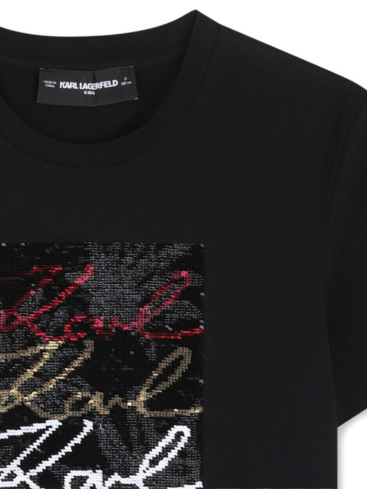 T-shirt nera per bambina Z31153 09B Karl Lagerfeld Kids 