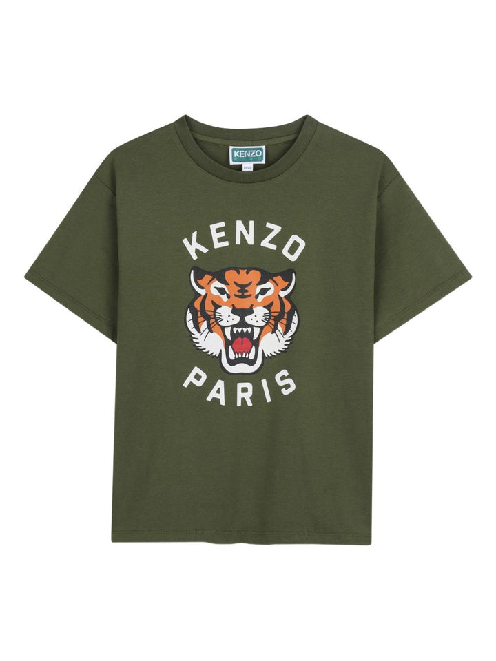 T-shirt verde per bambino K61676 64B Kenzo Kids 