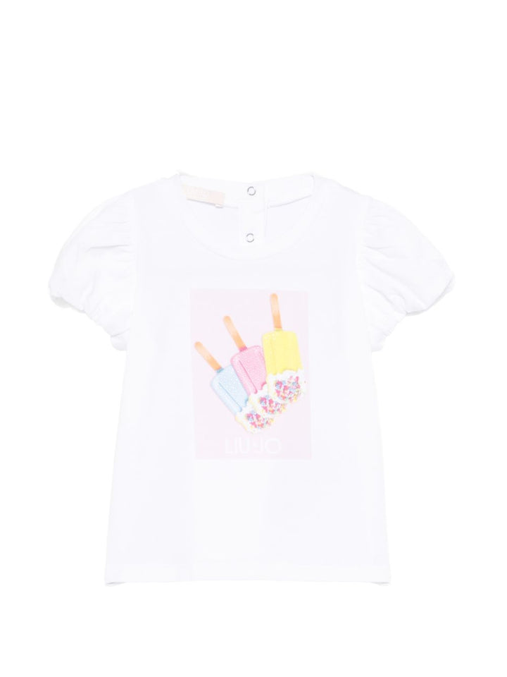T-shirt bianca per bambina HA6026JS003 V9828 Liu Jo 