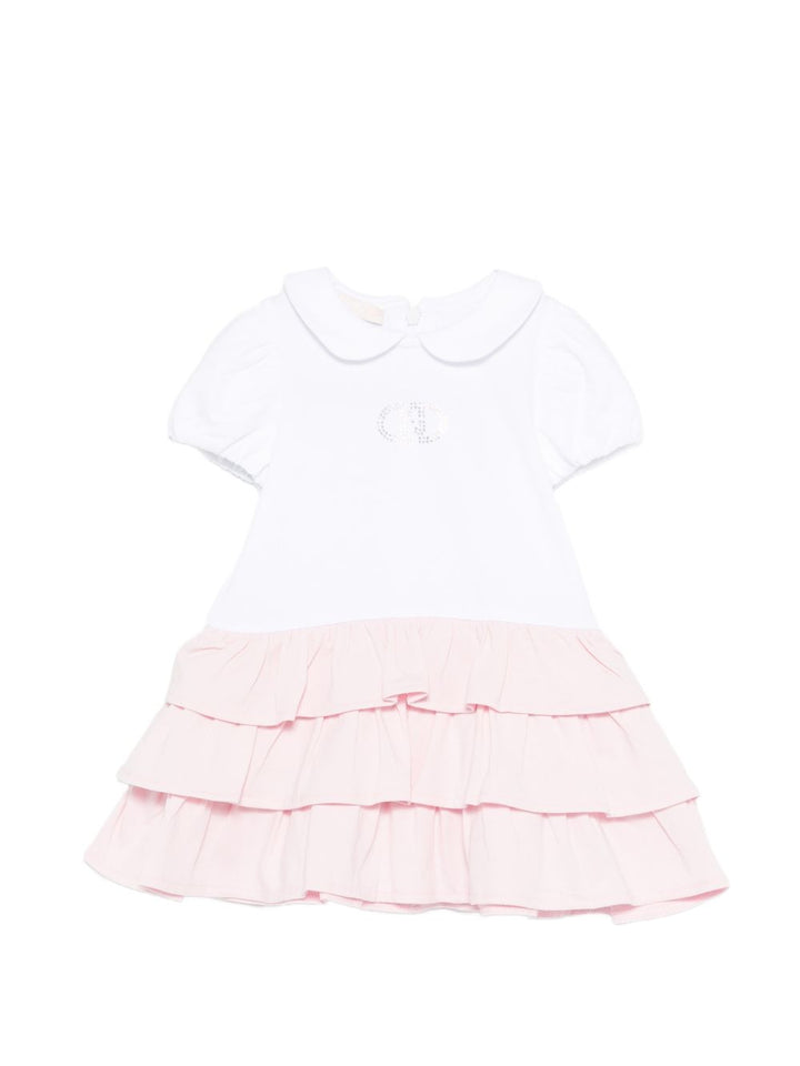 Abito bianco/rosa per neonata HA6067JS003 C3863 Liu Jo 