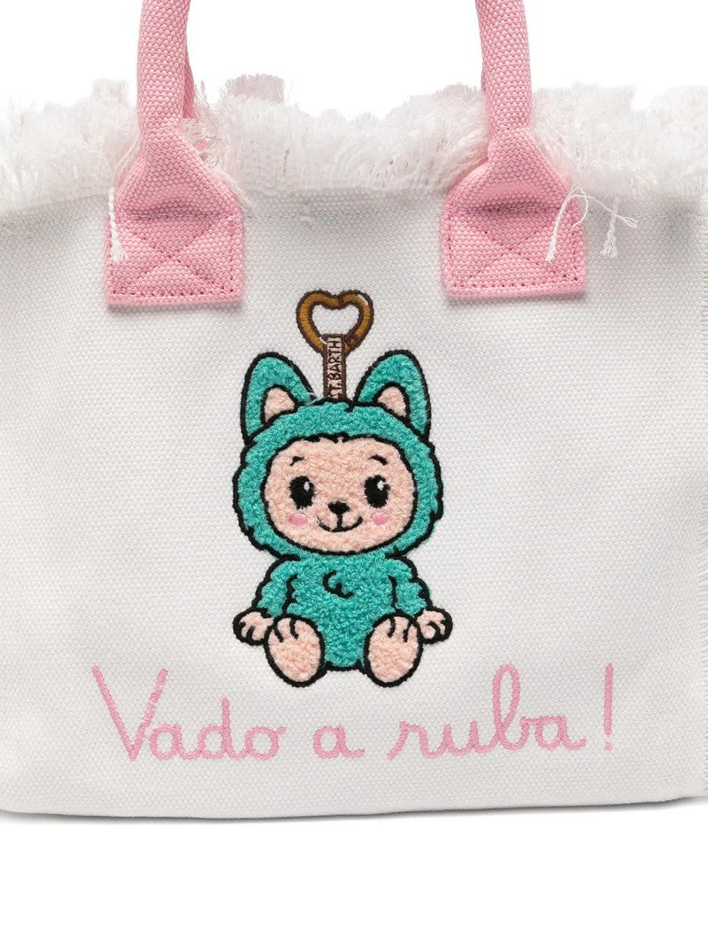 Borsa bianca/rosa per bambina COL0001 02634L MC2 Saint Barth Kids 