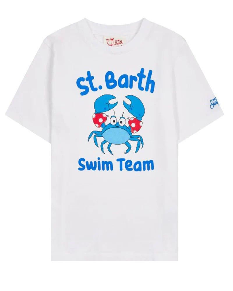 T-shirt bianca/blu per bambino TSH0001 03029H MC2 Saint Barth Kids 