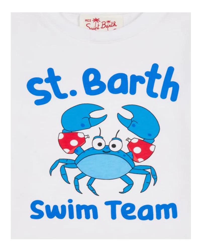 T-shirt bianca/blu per bambino TSH0001 03029H MC2 Saint Barth Kids 