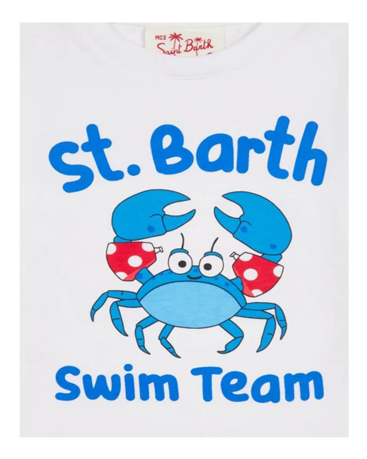T-shirt bianca/blu per bambino TSH0001 03029H MC2 Saint Barth Kids 