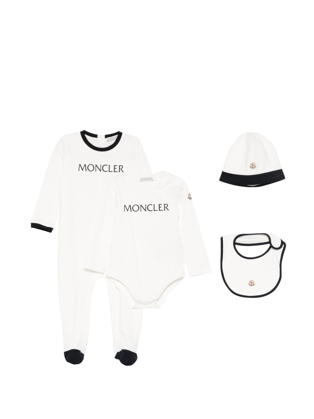 Kit tutina bianca/nero per neonato 9518P000048392E F07 Moncler Kids 