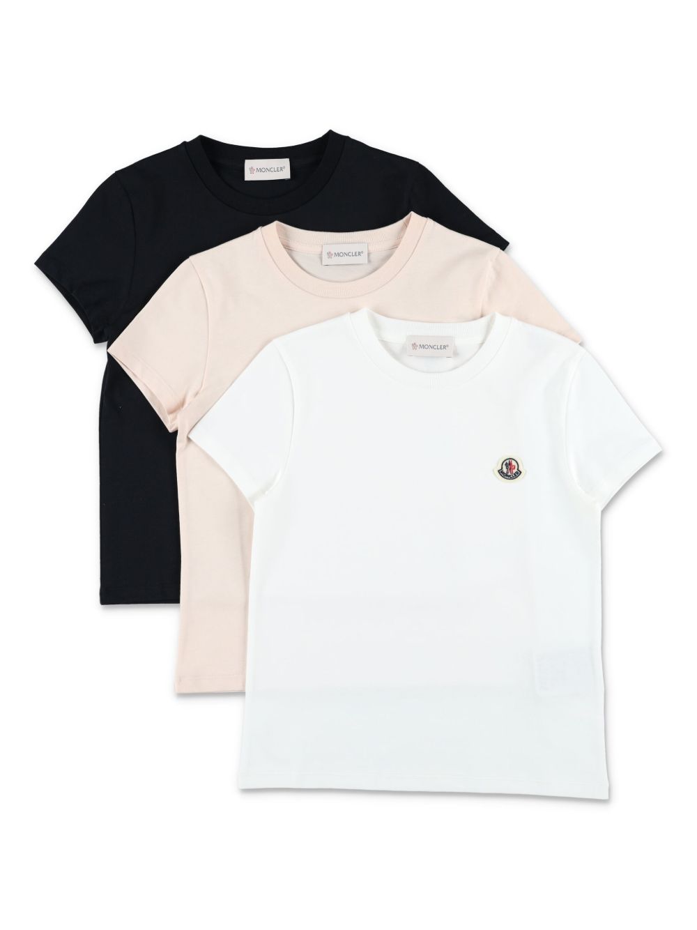 Kit t-shirt bianco/beige/nero per bambina 9548C0003489AT9 3P2 Moncler Kids 