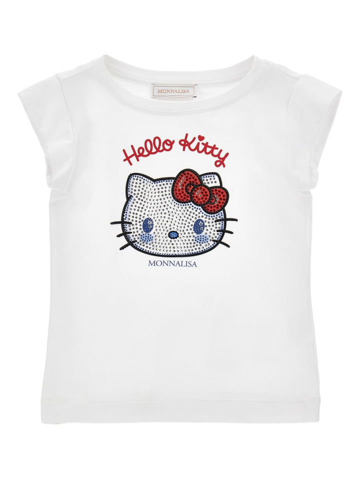 T-shirt bianco "Hello Kitty" per bambina 19G6177005 0099 Monnalisa Kids 
