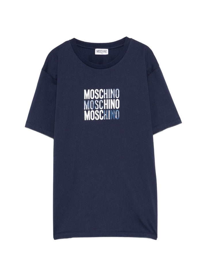 T-shirt blu navy per bambino H5M05GLAA23 40016 Moschino Kids 