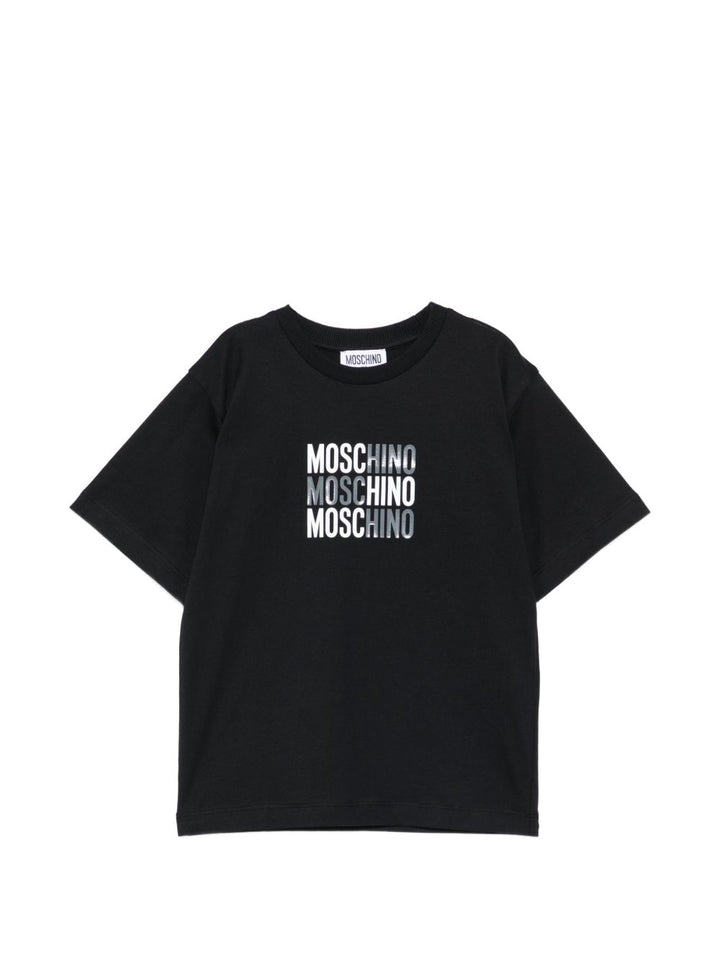 T-shirt nero per bambino H5M05GLAA23 60100 Moschino Kids 