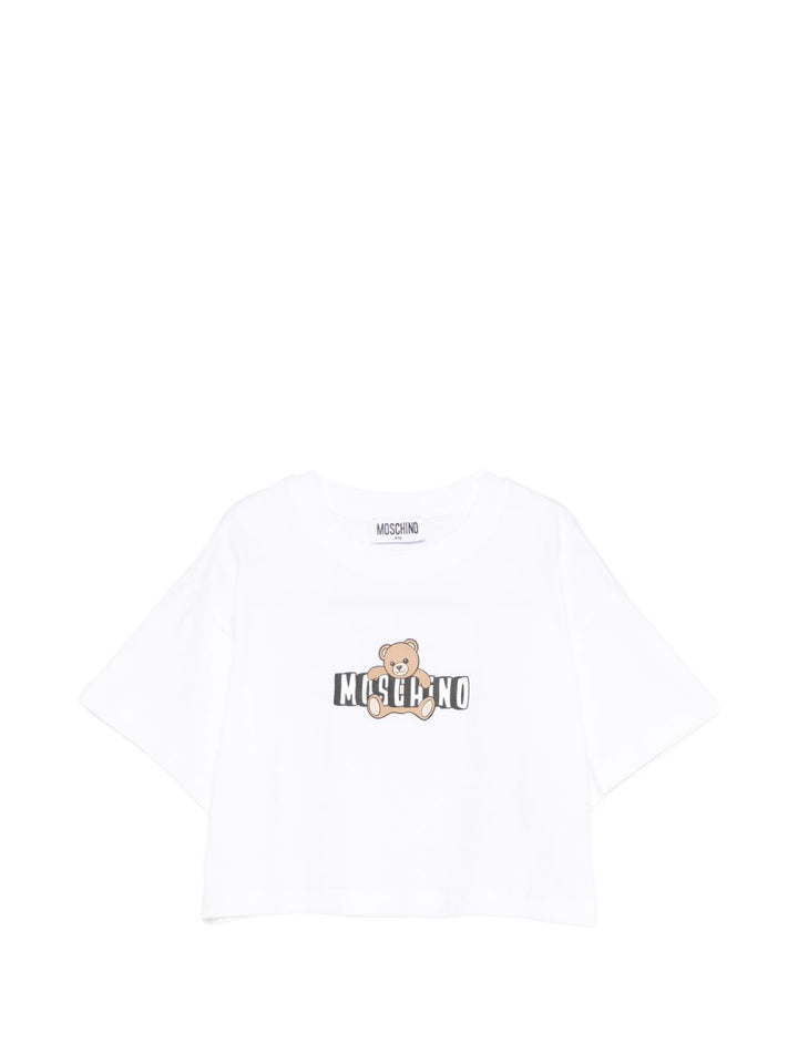 T-shirt bianca per bambina HDM072LBA00 10101 Moschino Kids 