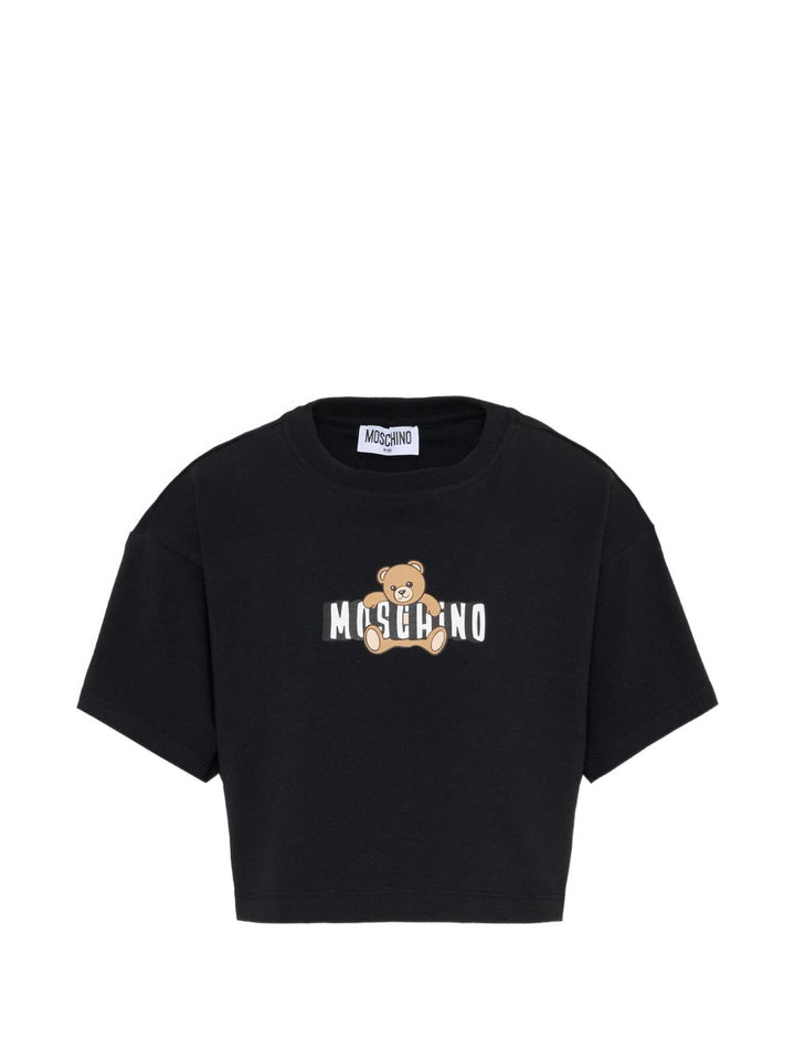 T-shirt nero per bambina HDM072LBA00 60100 Moschino Kids 