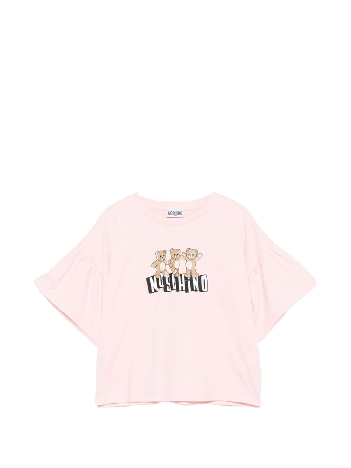 T-shirt rosa chiaro per bambina HDM077LAA23 50209 Moschino Kids 