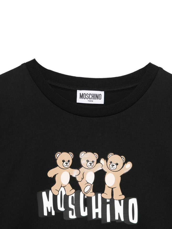 T-shirt nero per bambino HDM077LAA23 60100 Moschino Kids 