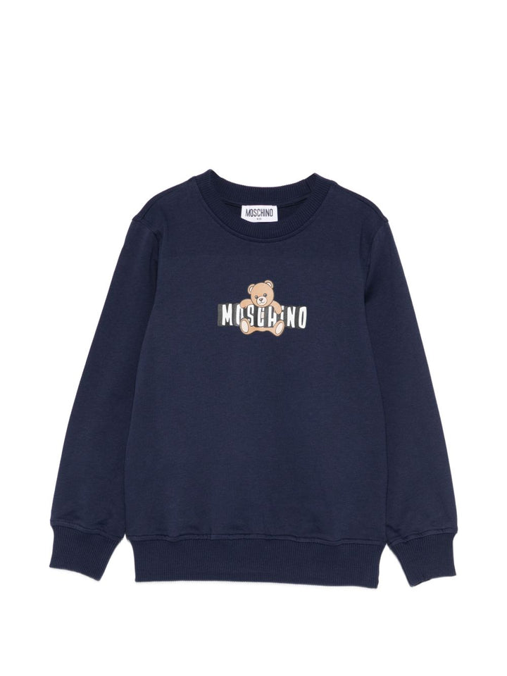 Felpa blu per bambino HUF09ULCA19 40016 Moschino Kids 