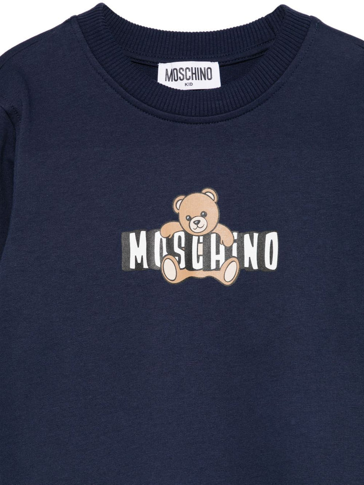 Felpa blu per bambino HUF09ULCA19 40016 Moschino Kids 