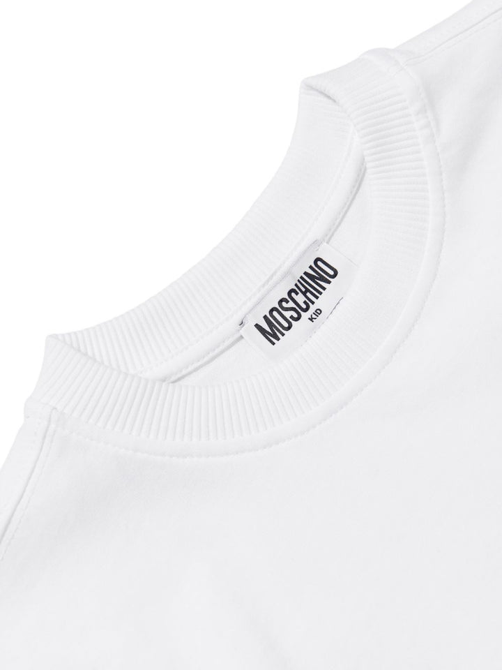 T-shirt bianco per bambino HUM05MLAA01 10101 Moschino Kids 