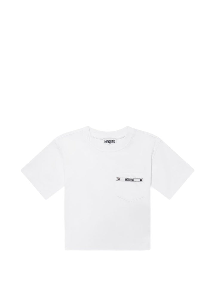 T-shirt bianco per bambino HUM05MLAA01 10101 Moschino Kids 