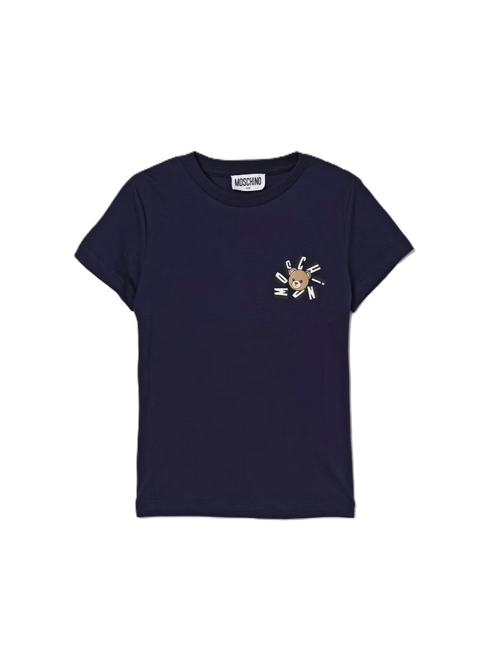 T-shirt blu navy per bambino HUM05OLAA03 40016 Moschino Kids 