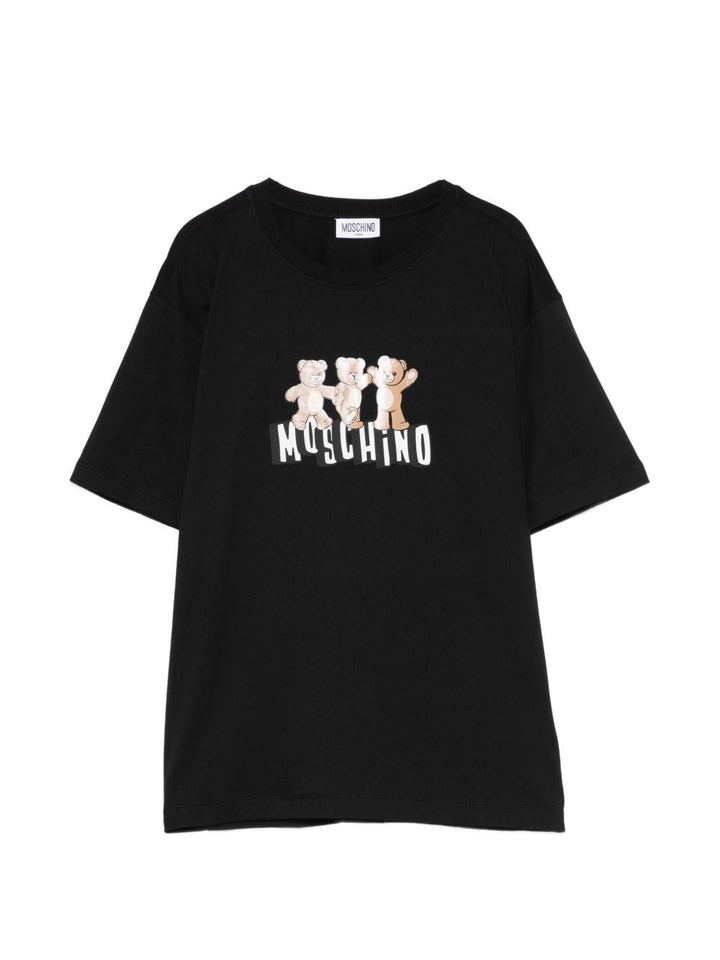 T-shirt nera per bambino HUM05PLAA23 60100 Moschino Kids 