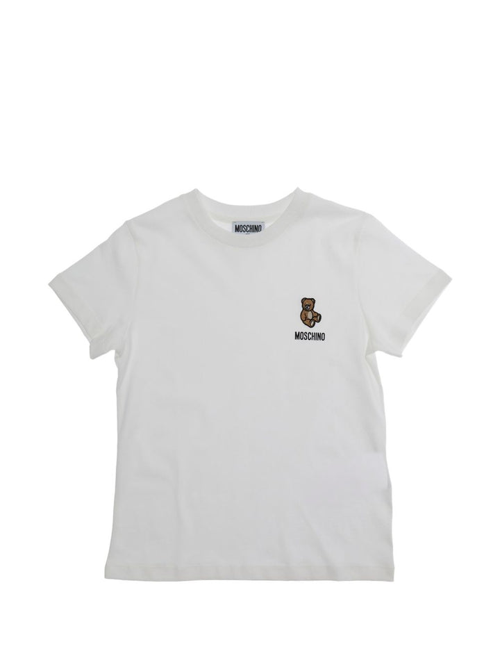 T-shirt bianca per bambino HUM05TLAA02 10063 Moschino Kids 