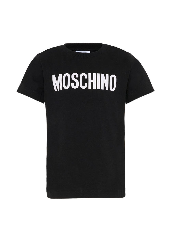 T-shirt nera per bambino HUM05ULBA10 60100 Moschino Kids 