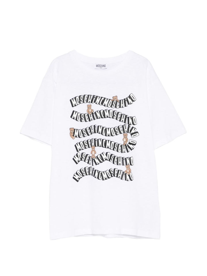 T-shirt bianca per bambino HXM05GLAA52 10101 Moschino Kids 