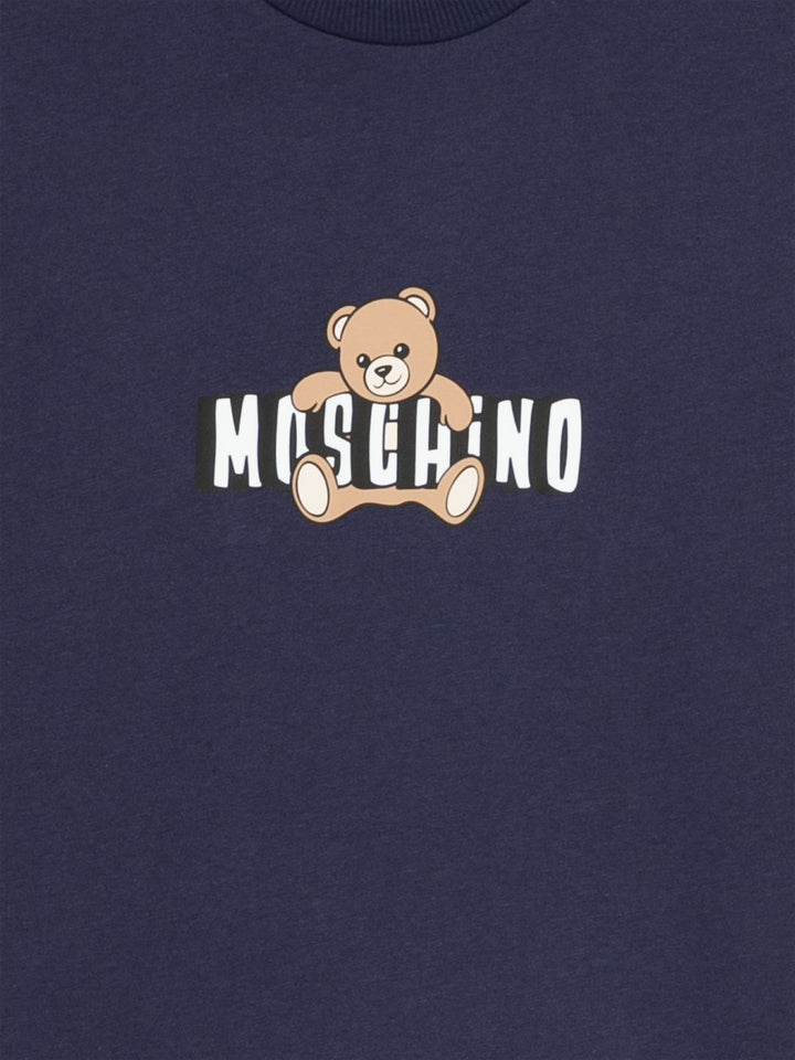T-shirt blu navy per bambino HZM058LAA03 40016 Moschino Kids 
