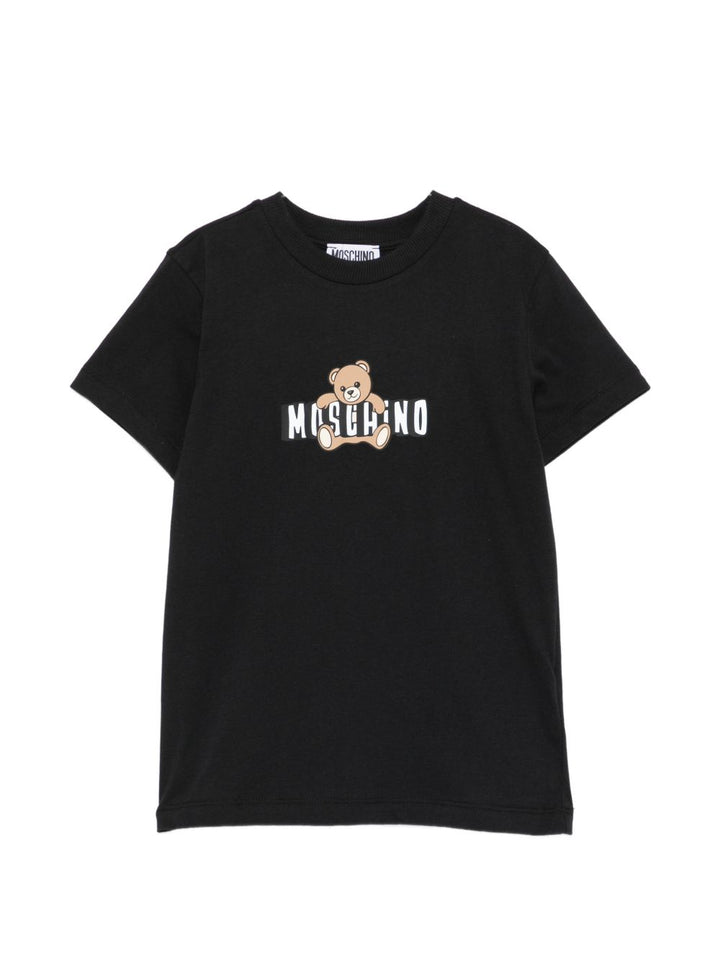 T-shirt nero per bambino HZM058LAA03 60100 Moschino Kids 