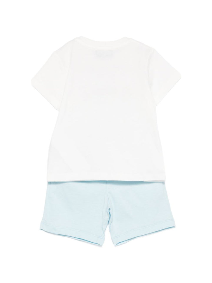 Completo bianco/azzurra per neonato M5G00MLAA01 84325 Moschino Kids 