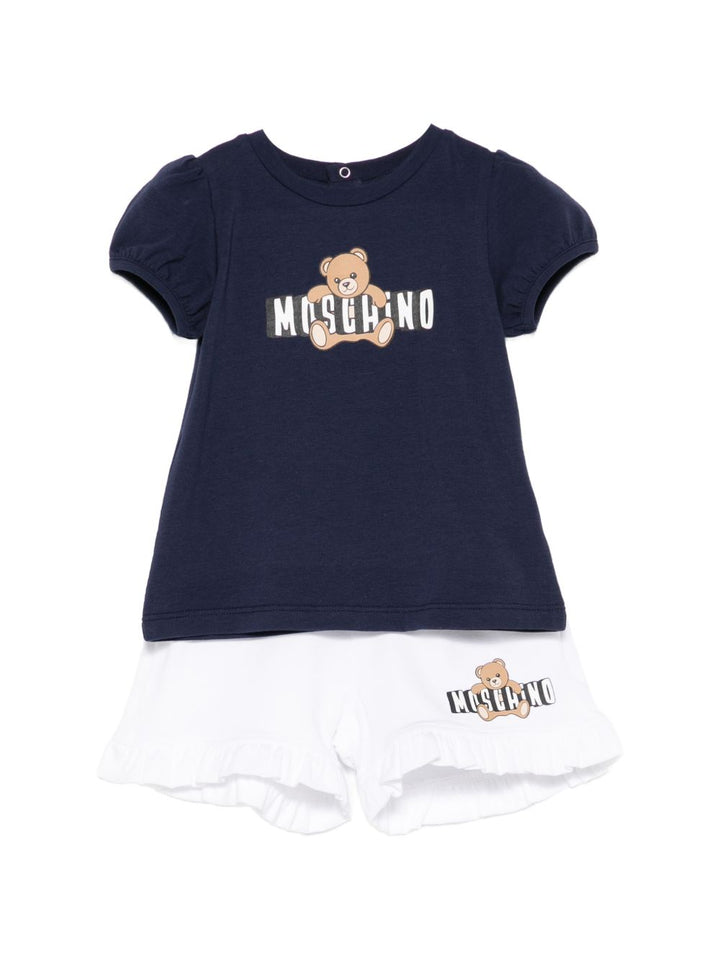 Completo blu navy/bianco per neonata MBG01OLBA00 85269 Moschino Kids 