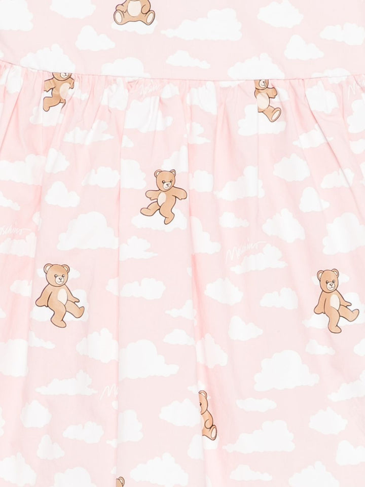 Abito bianco/rosa per neonata MDV0DNLLB61 83696 Moschino Kids 